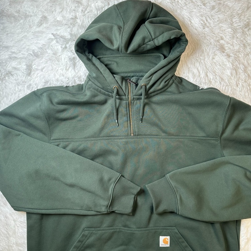 Carhartt Rain Defender Paxton Hoodie Mens 2XL Tall Green 1/4 Zip Heavyweight